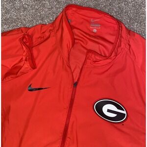 Nike Dri Fit Georgia Bulldogs UGA NCAA Windbreaker Jacket Red/Black L Adjustable